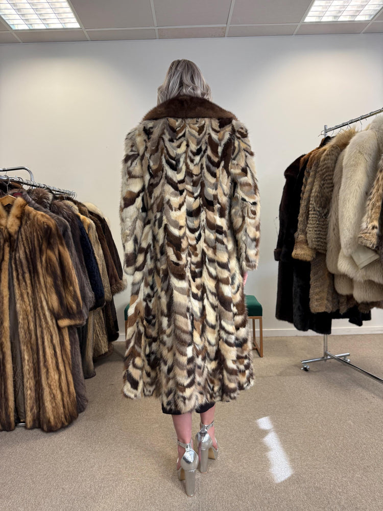 Colorful Mink Coat, Small Size, Dyed Mink Fur Coat, Mink Pieces Fur Coat, Vintage Fur Coat, Women's Fur Coat, Real Mink Coat, Long Mink Coat