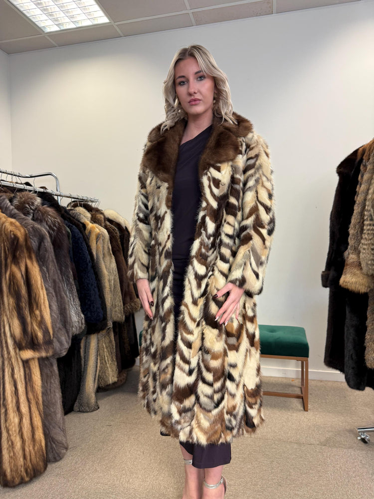 Colorful Mink Coat, Small Size, Dyed Mink Fur Coat, Mink Pieces Fur Coat, Vintage Fur Coat, Women's Fur Coat, Real Mink Coat, Long Mink Coat