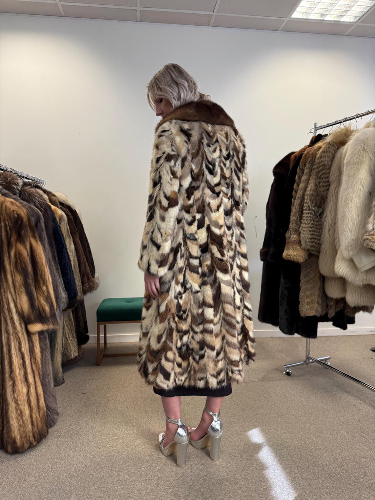 Colorful Mink Coat, Small Size, Dyed Mink Fur Coat, Mink Pieces Fur Coat, Vintage Fur Coat, Women's Fur Coat, Real Mink Coat, Long Mink Coat