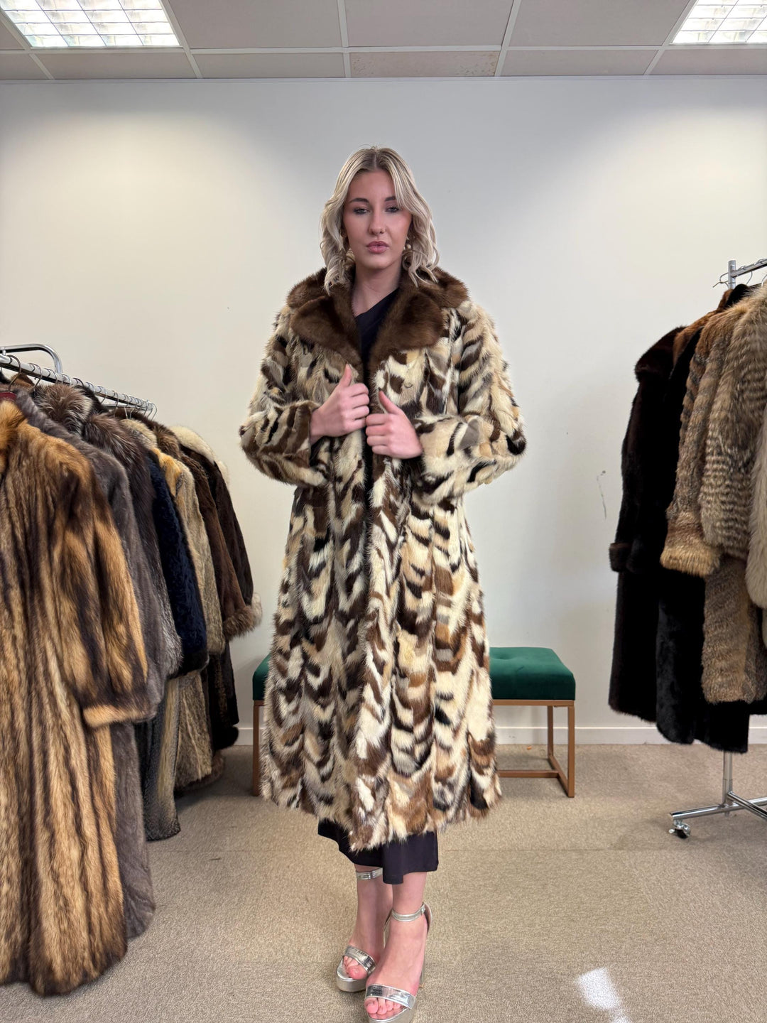 Colorful Mink Coat, Small Size, Dyed Mink Fur Coat, Mink Pieces Fur Coat, Vintage Fur Coat, Women's Fur Coat, Real Mink Coat, Long Mink Coat