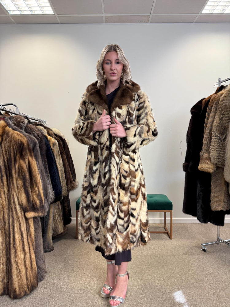 Colorful Mink Coat, Small Size, Dyed Mink Fur Coat, Mink Pieces Fur Coat, Vintage Fur Coat, Women's Fur Coat, Real Mink Coat, Long Mink Coat