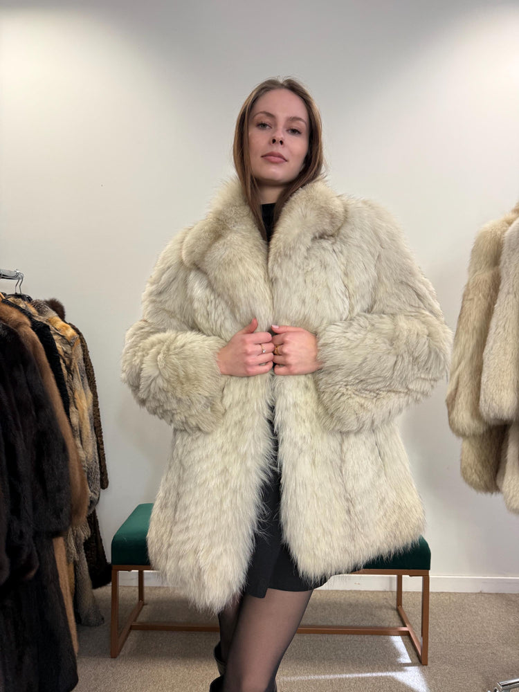White Fox Fur Jacket, Medium Size, Blue Fox Jacket, Vintage Fur Jacket, Women's Fur Jacket, Real Fox Fur, Real Fox Jacket, Soft Fur Jacket