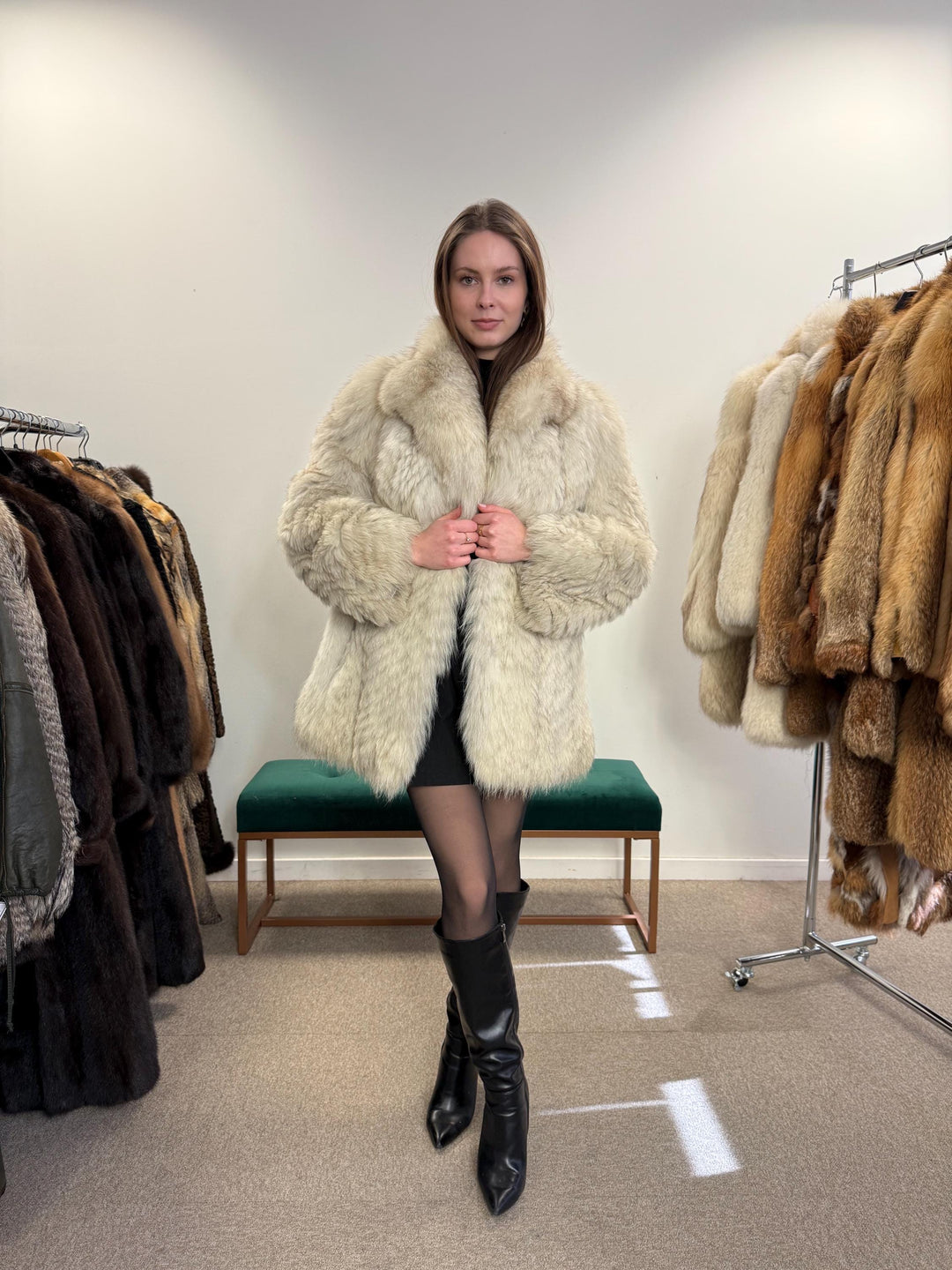 White Fox Fur Jacket, Medium Size, Blue Fox Jacket, Vintage Fur Jacket, Women's Fur Jacket, Real Fox Fur, Real Fox Jacket, Soft Fur Jacket