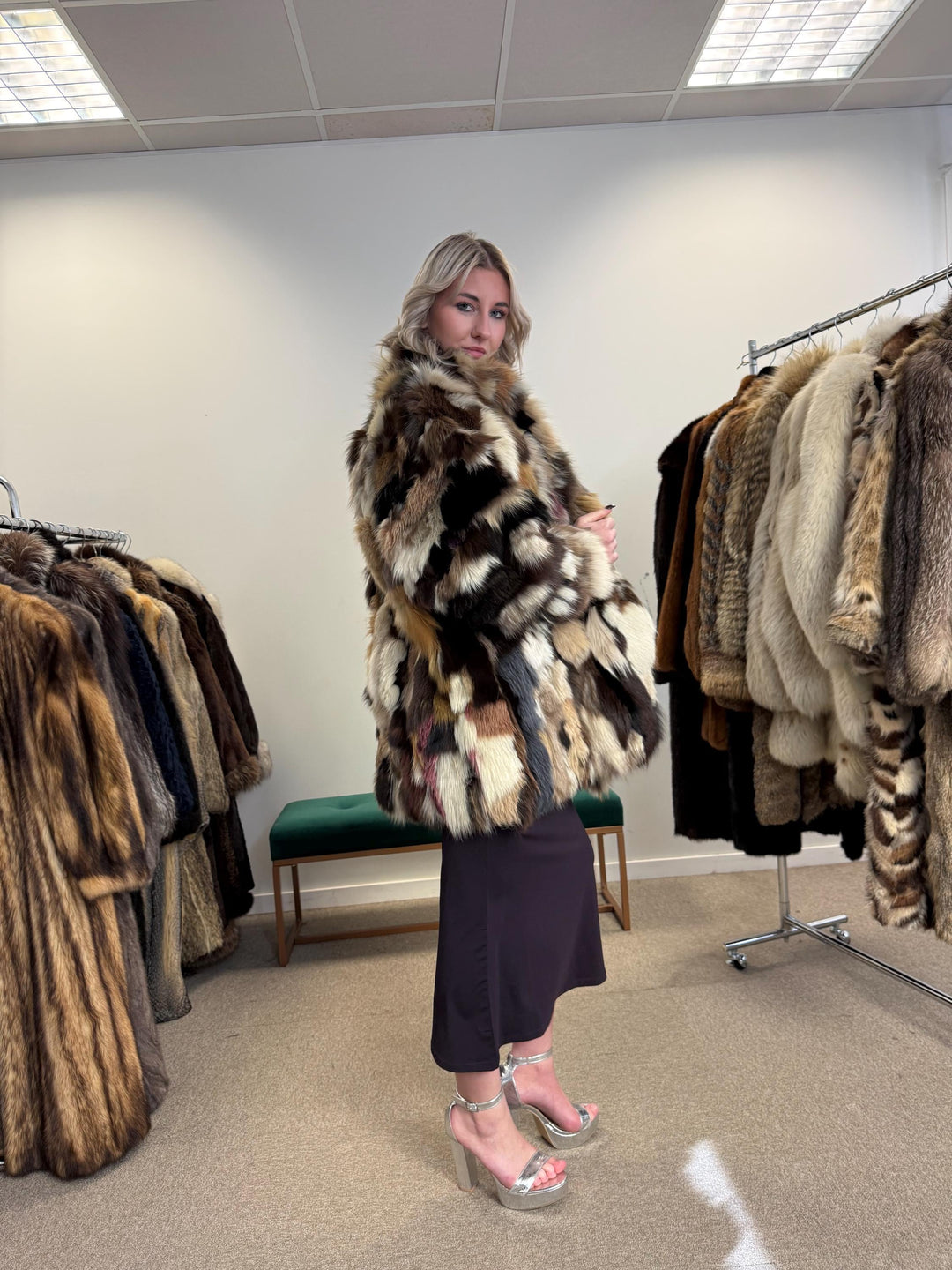 Colorful Mink Jacket, Large Size, Women's Fur Coat, Real Mink Jacket, Mink Jacket, Dyed Mink Fur Coat, Mink Pieces Fur, Vintage Fur Jacket