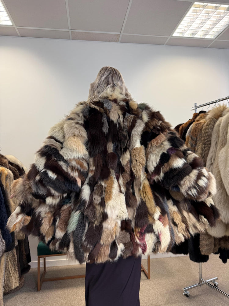 Colorful Mink Jacket, Large Size, Women's Fur Coat, Real Mink Jacket, Mink Jacket, Dyed Mink Fur Coat, Mink Pieces Fur, Vintage Fur Jacket