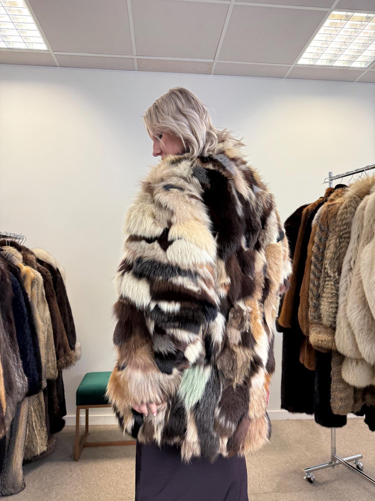 Colorful Mink Jacket, Large Size, Women's Fur Coat, Real Mink Jacket, Mink Jacket, Dyed Mink Fur Coat, Mink Pieces Fur, Vintage Fur Jacket