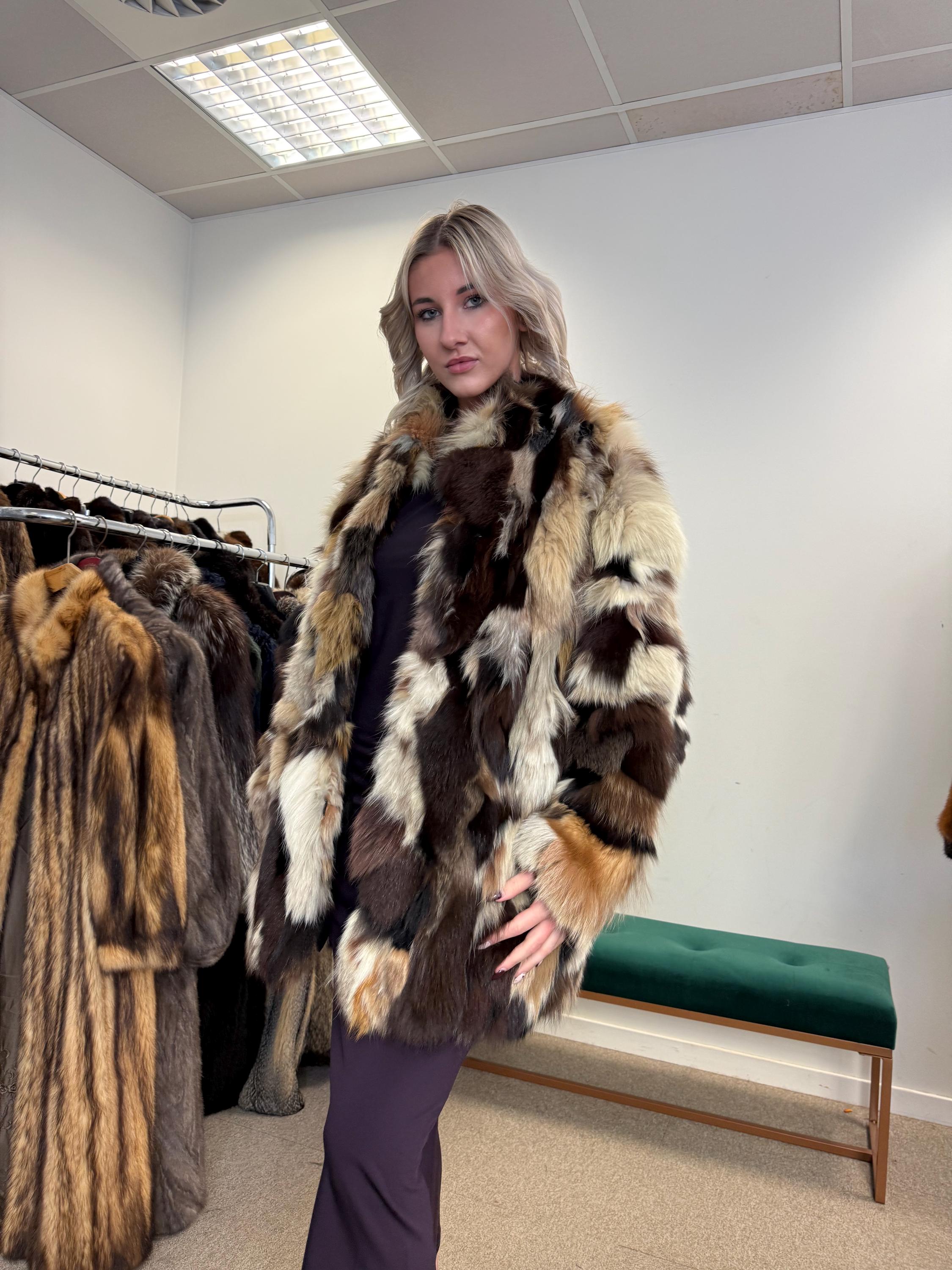 Colorful Mink Jacket, Large Size, Women's Fur Coat, Real Mink Jacket, Mink Jacket, Dyed Mink Fur Coat, Mink Pieces Fur, Vintage Fur Jacket