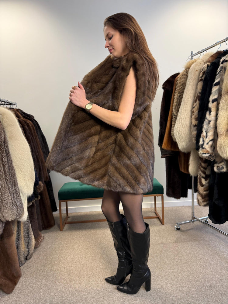 Soft Mink Fur Vest, XL Size, Mink Vest, Real Fur Vest, Brown Mink Fur, Vintage Fur Vest, Real Mink Vest, Thick Mink Fur Vest, Mink Fur