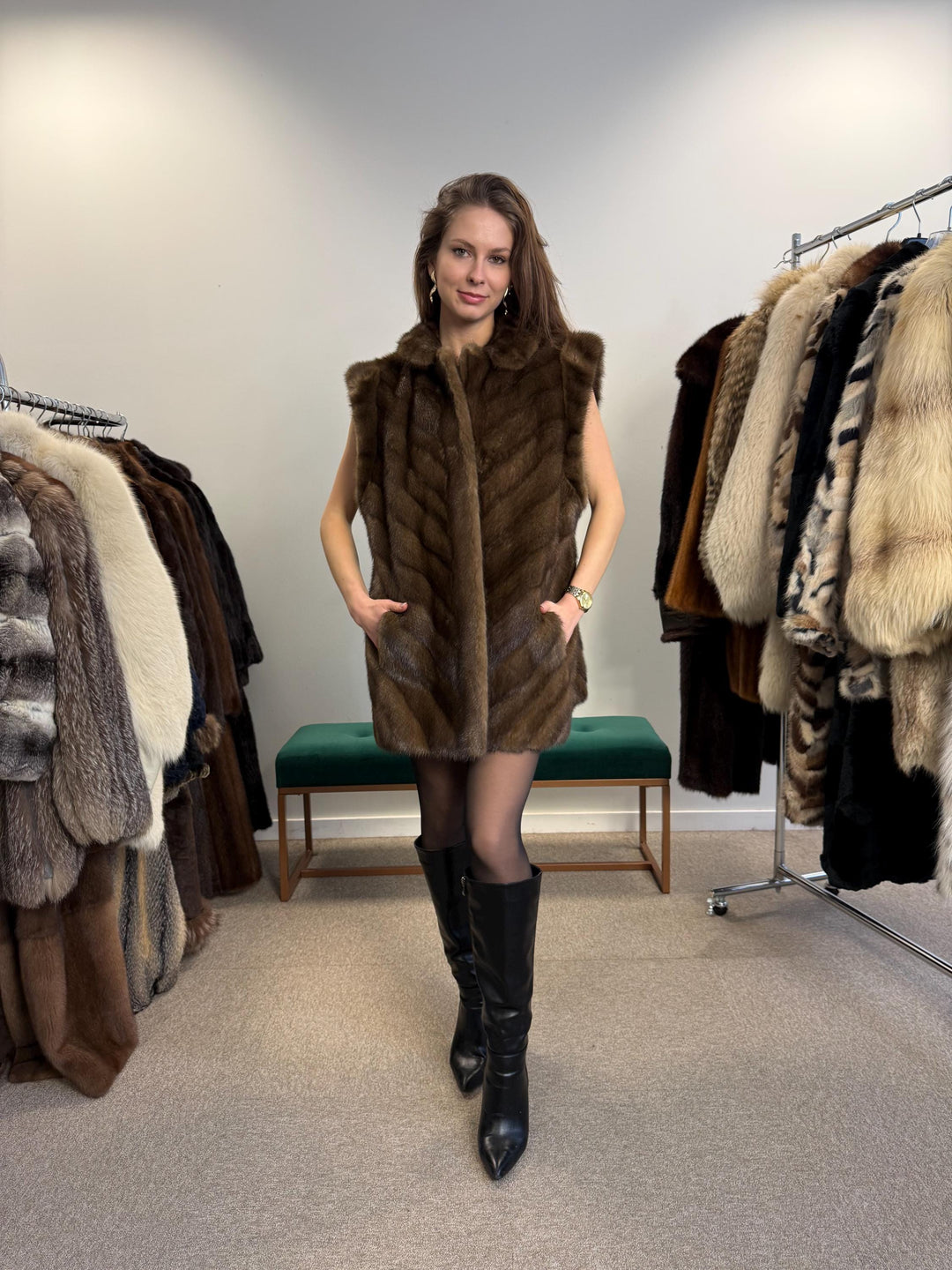 Soft Mink Fur Vest, XL Size, Mink Vest, Real Fur Vest, Brown Mink Fur, Vintage Fur Vest, Real Mink Vest, Thick Mink Fur Vest, Mink Fur