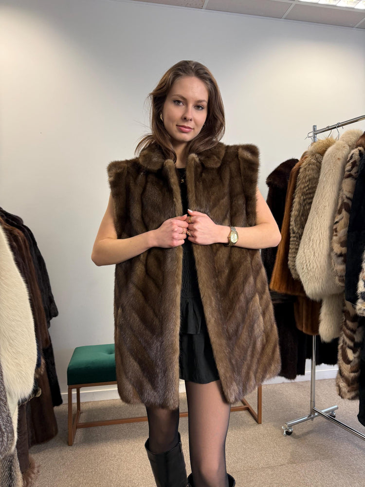 Soft Mink Fur Vest, XL Size, Mink Vest, Real Fur Vest, Brown Mink Fur, Vintage Fur Vest, Real Mink Vest, Thick Mink Fur Vest, Mink Fur