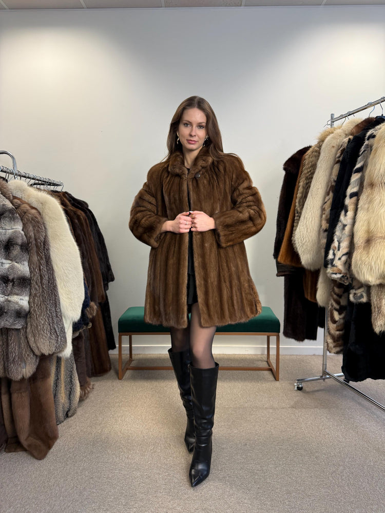Soft Mink Coat, Thick Mink Coat, Medium Size, Brown Mink Coat, Vintage Fur Coat, Women's Fur Coat, Mink Coat, Swinger Brown Mink