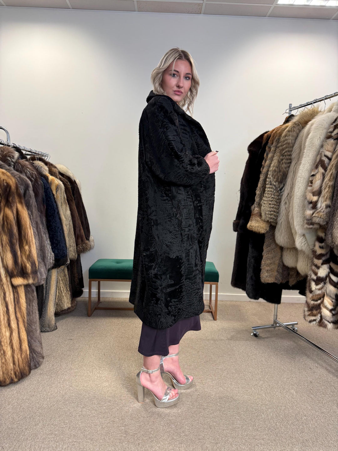 Long Astrakhan Coat, Medium Size, Astrakhan Fur Coat, Real Fur Coat, Astrakhan Fur Coat, Vintage Fur Coat, Women's Coat, Thick Fur Coat
