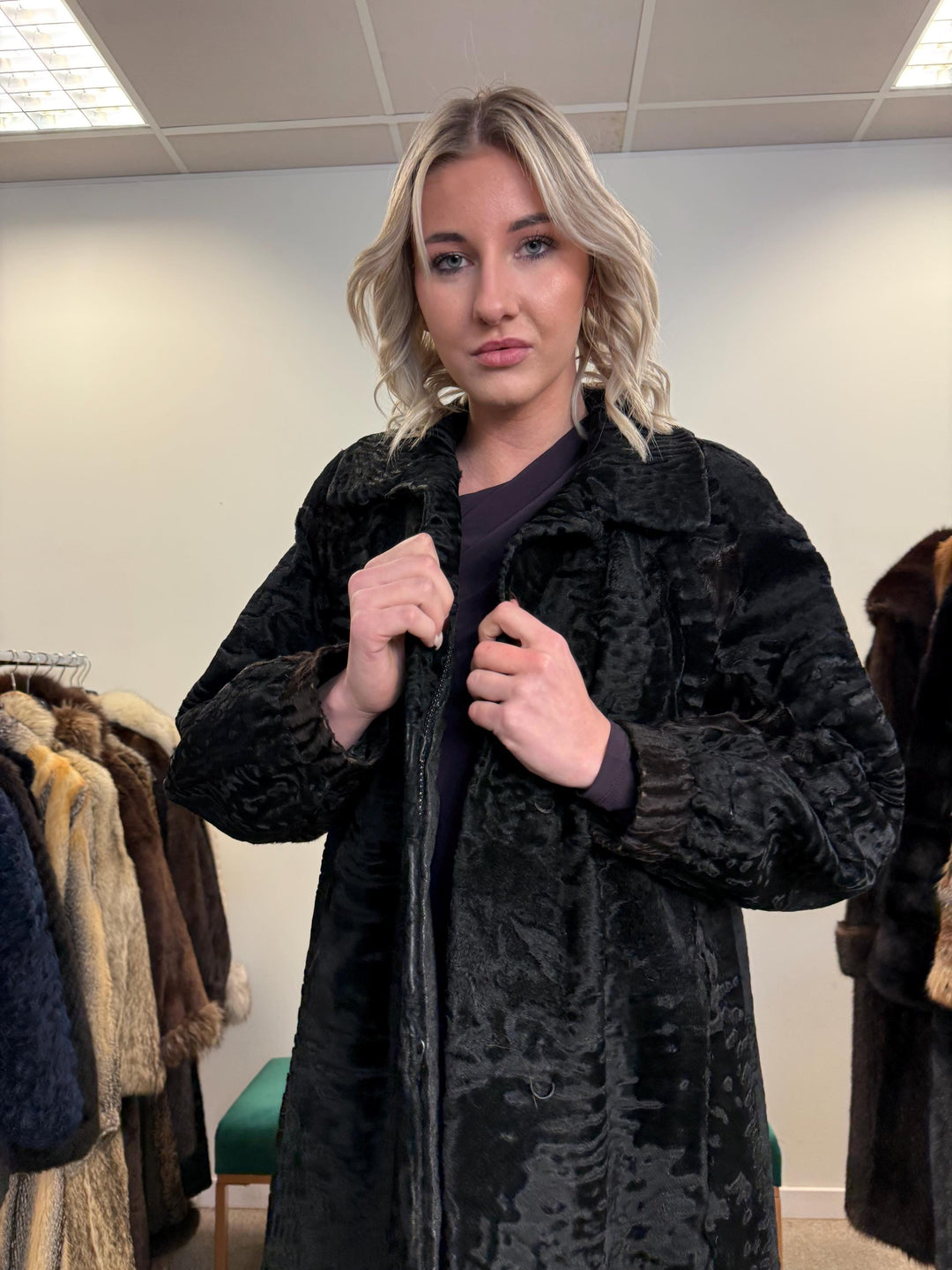 Long Astrakhan Coat, Medium Size, Astrakhan Fur Coat, Real Fur Coat, Astrakhan Fur Coat, Vintage Fur Coat, Women's Coat, Thick Fur Coat