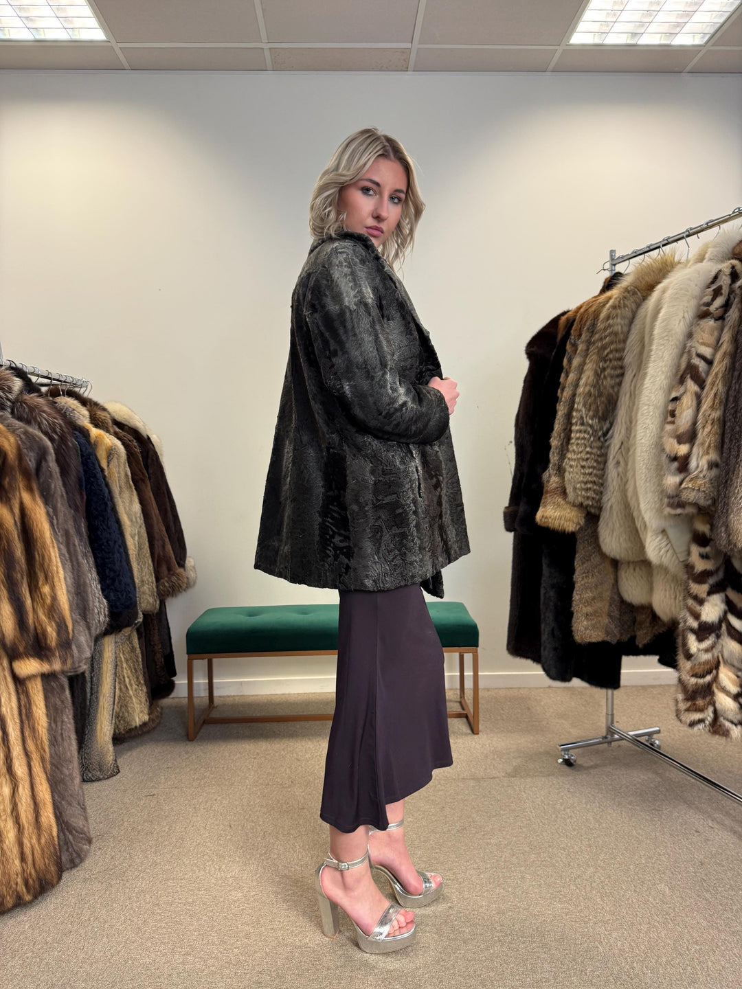 Grey Astrakhan Coat, Medium Size, Astrakhan Fur Jacket, Vintage Fur Coat, Grey Fur Coat, Thick Fur Jacket, Astrakhan Jacket, Astrakhan Fur