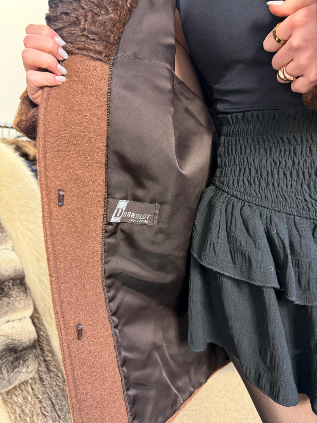 Brown Astrakhan Coat, Outlet Fur Coat, M/L Size, Thick Astrakhan Fur, Real Astrakhan Coat, Vintage Fur Coat