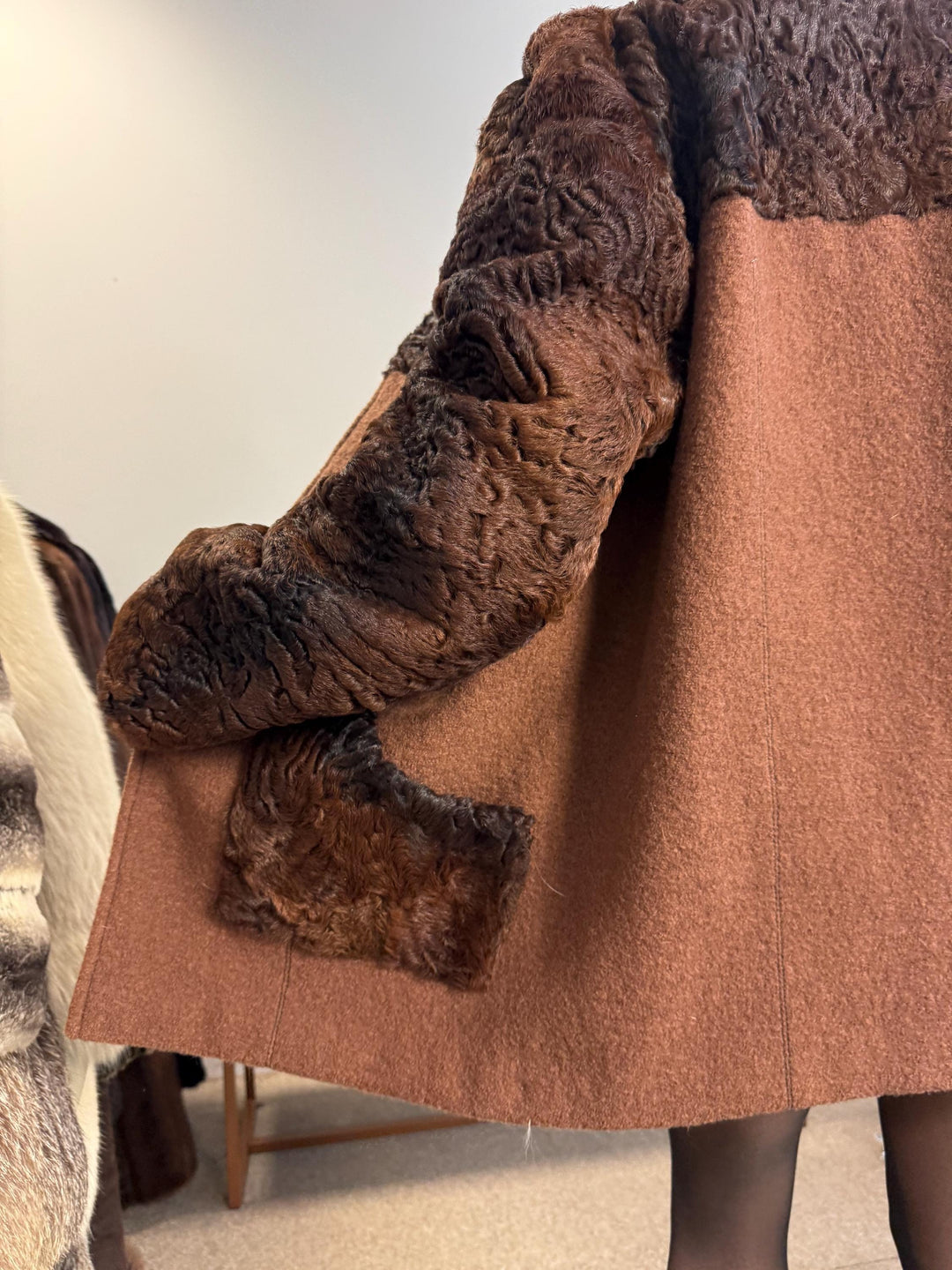 Brown Astrakhan Coat, Outlet Fur Coat, M/L Size, Thick Astrakhan Fur, Real Astrakhan Coat, Vintage Fur Coat