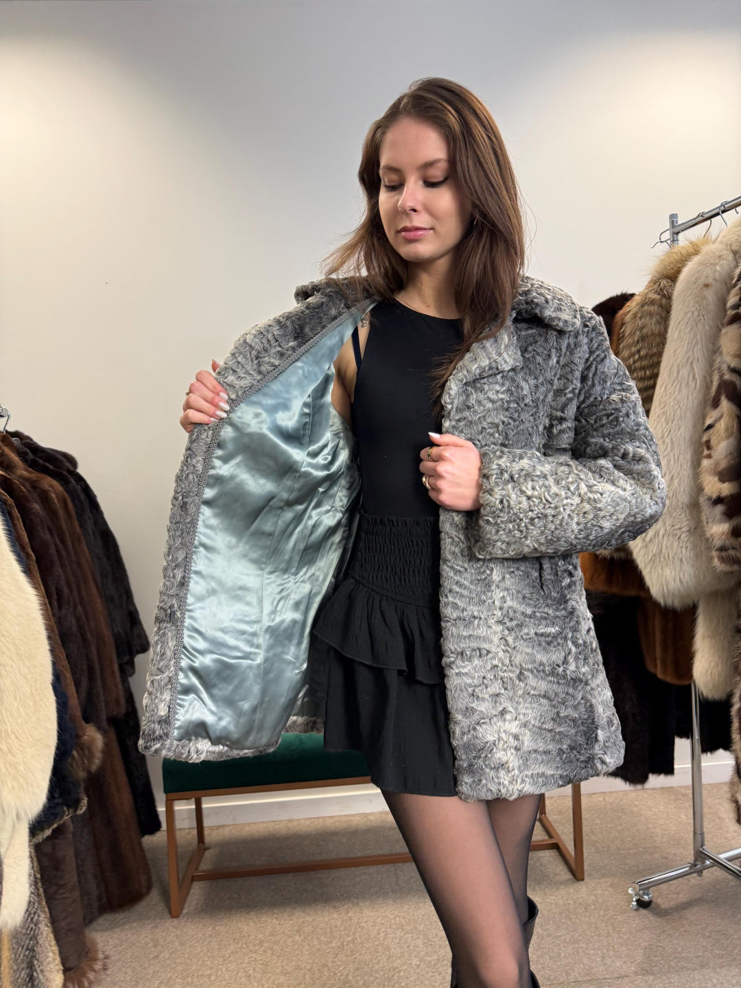 Grey Astrakhan Jacket, Medium Size, Astrakhan Fur Jacket, Vintage Fur Coat, Grey Fur Coat, Thick Fur Jacket, Astrakhan Jacket, Astrakhan Fur