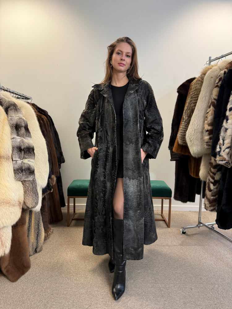 Full Length Astrakhan Coat, Grey Astrakhan Coat, Medium Size, Luxury Astrakhan Coat, Vintage Fur Coat, Women's Fur Coat, Astrakhan Coat