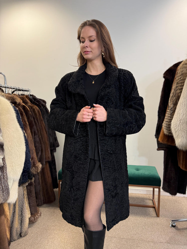 Black Astrakhan Coat, Thick Astrakhan Coat, XXL Size, Real Fur Coat, Vintage Fur Coat, Black Fur Coat, Women's Fur Coat