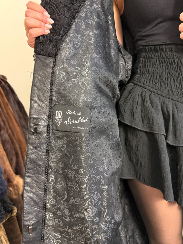 Black Astrakhan Coat, Thick Astrakhan Coat, XXL Size, Real Fur Coat, Vintage Fur Coat, Black Fur Coat, Women's Fur Coat