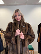 Long Bisam Fur Coat, Large Size, Bisam Fur Coat, Real Fur Coat, Bisam Fur, Vintage Fur Coat, Women's Coat, Thick Fur Coat, Brown Bisam Coat