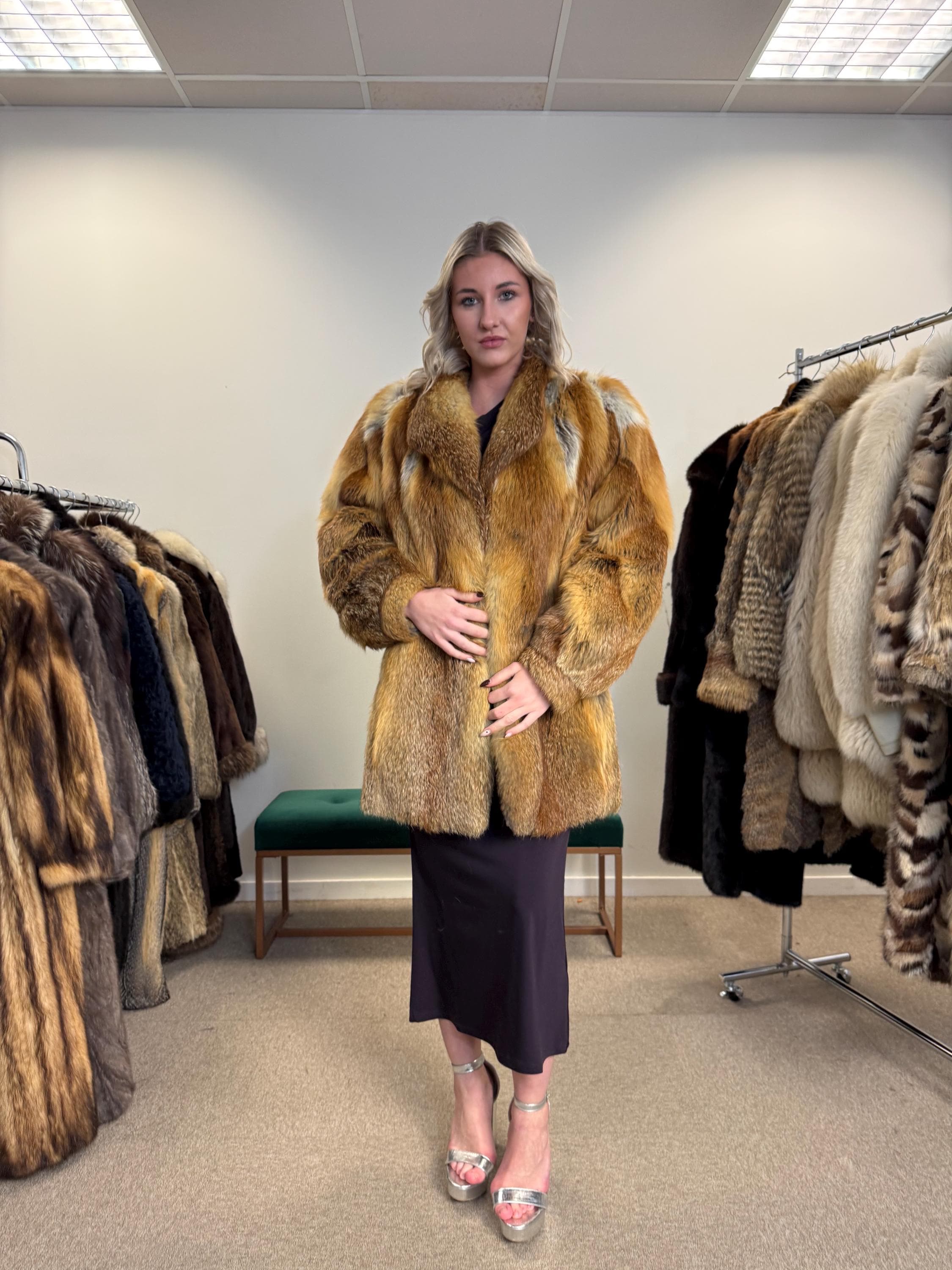 Vintage Red Fox Fur Jacket, Luxuriously Soft, Warm, Large Size