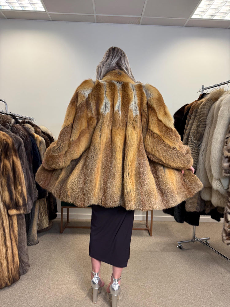 Vintage Red Fox Fur Jacket, Luxuriously Soft, Warm, Large Size