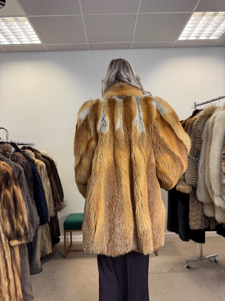 Vintage Red Fox Fur Jacket, Luxuriously Soft, Warm, Large Size