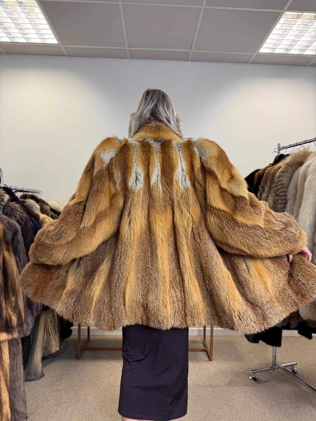 Vintage Red Fox Fur Jacket, Luxuriously Soft, Warm, Large Size