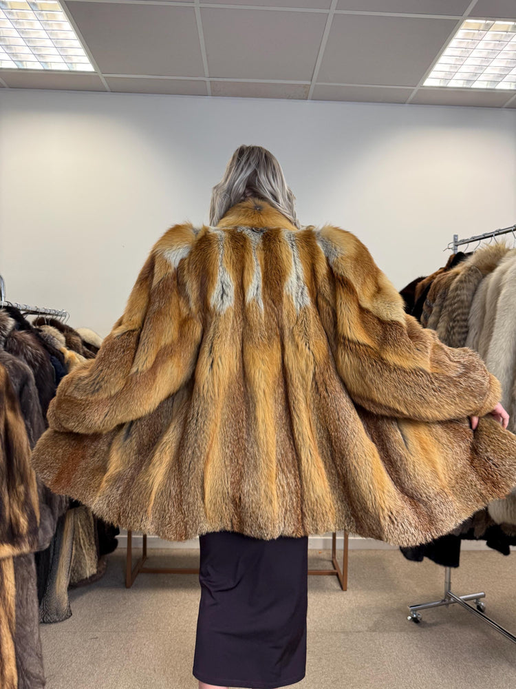 Vintage Red Fox Fur Jacket, Luxuriously Soft, Warm, Large Size