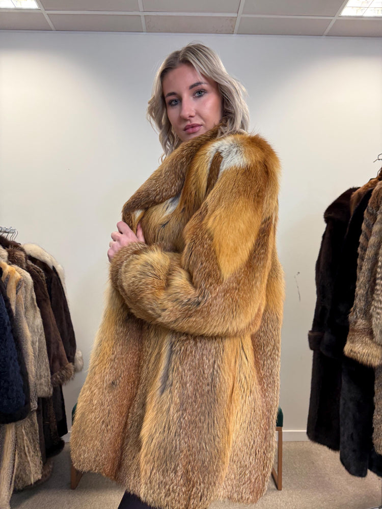 Vintage Red Fox Fur Jacket, Luxuriously Soft, Warm, Large Size