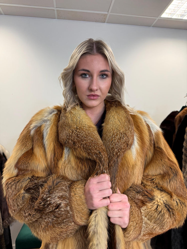 Vintage Red Fox Fur Jacket, Luxuriously Soft, Warm, Large Size