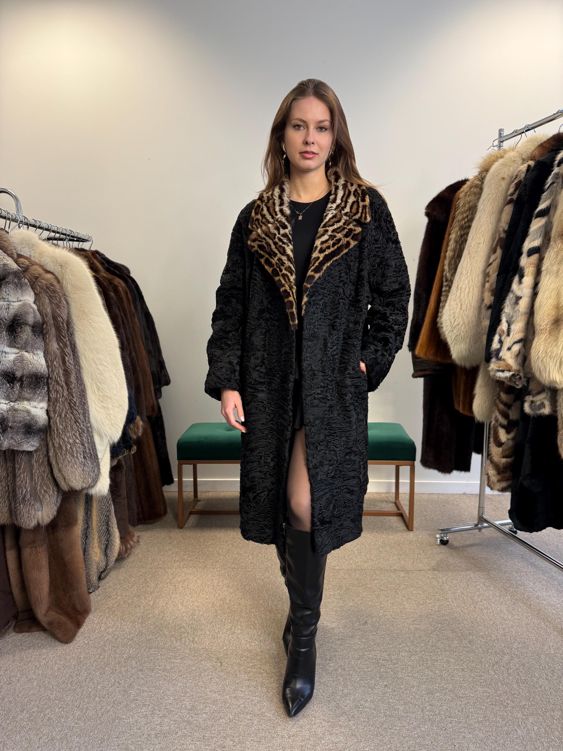 Astrakhan Fur Coat, Thick Astrakhan Coat, XXL Size, Real Fur Coat, Black Astrakhan, Vintage Fur Coat, Black Fur Coat, Women's Fur Coat