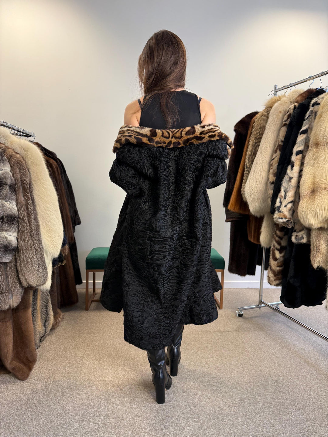 Astrakhan Fur Coat, Thick Astrakhan Coat, XXL Size, Real Fur Coat, Black Astrakhan, Vintage Fur Coat, Black Fur Coat, Women's Fur Coat