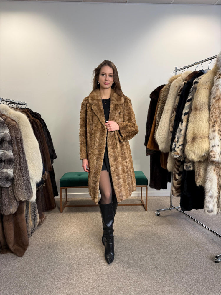 Pastel Mink Coat, Medium Size, Women's Fur Coat, Pastel Mink Fur Coat, Light Luxury Fur Coat, Full-Length Mink Coat, Pastel Mink, Real Fur