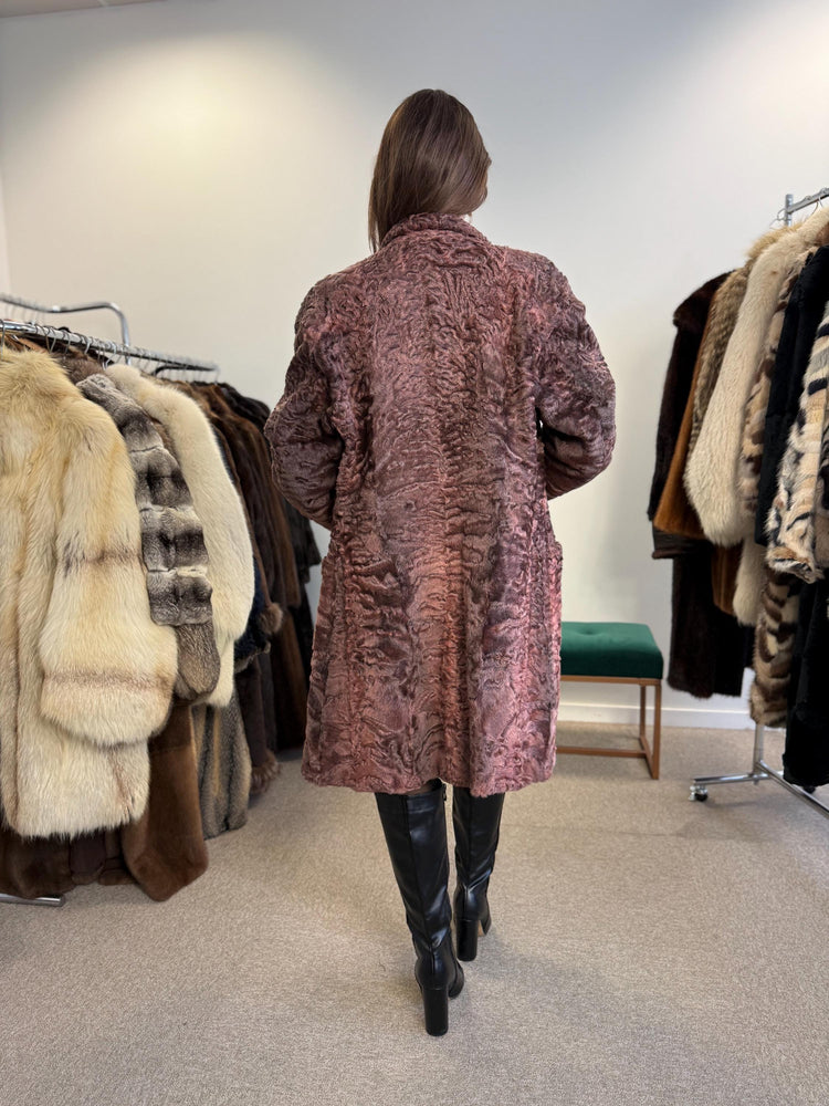 Dyed Astrakhan Coat, Astrakhan Fur, Medium Size, Real Fur Coat, Designer Fur Coat, Women's Fur Coat, Vintage Fur Coat, Astrakhan Coat