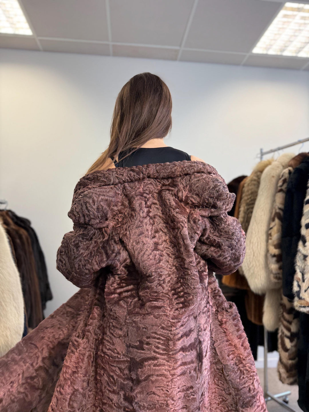 Dyed Astrakhan Coat, Astrakhan Fur, Medium Size, Real Fur Coat, Designer Fur Coat, Women's Fur Coat, Vintage Fur Coat, Astrakhan Coat