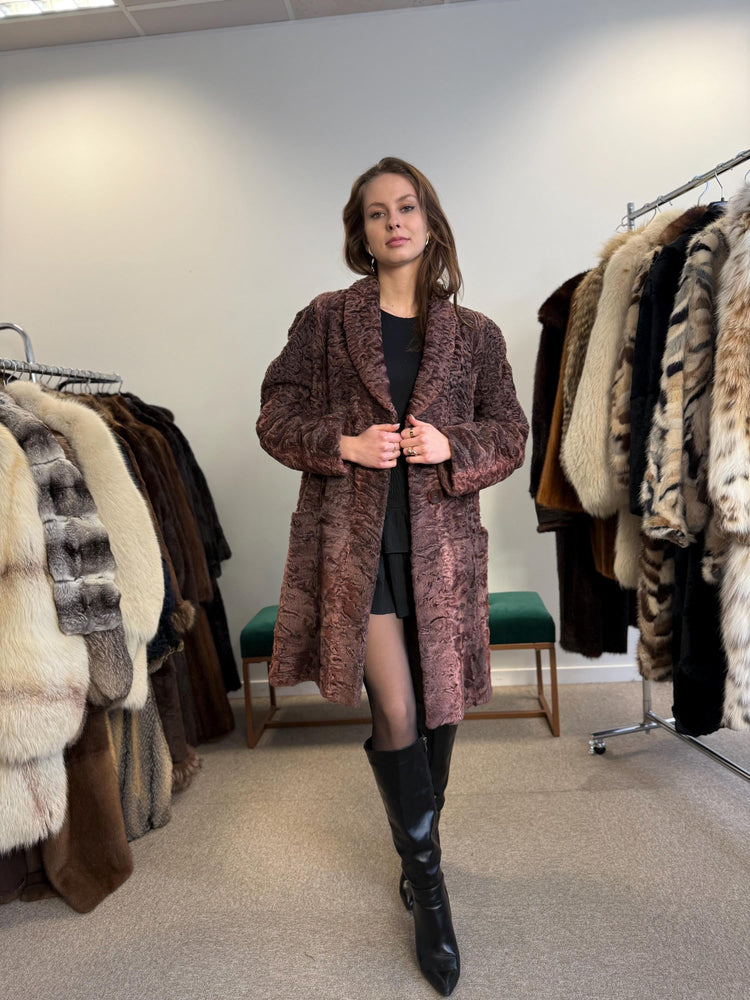 Dyed Astrakhan Coat, Astrakhan Fur, Medium Size, Real Fur Coat, Designer Fur Coat, Women's Fur Coat, Vintage Fur Coat, Astrakhan Coat