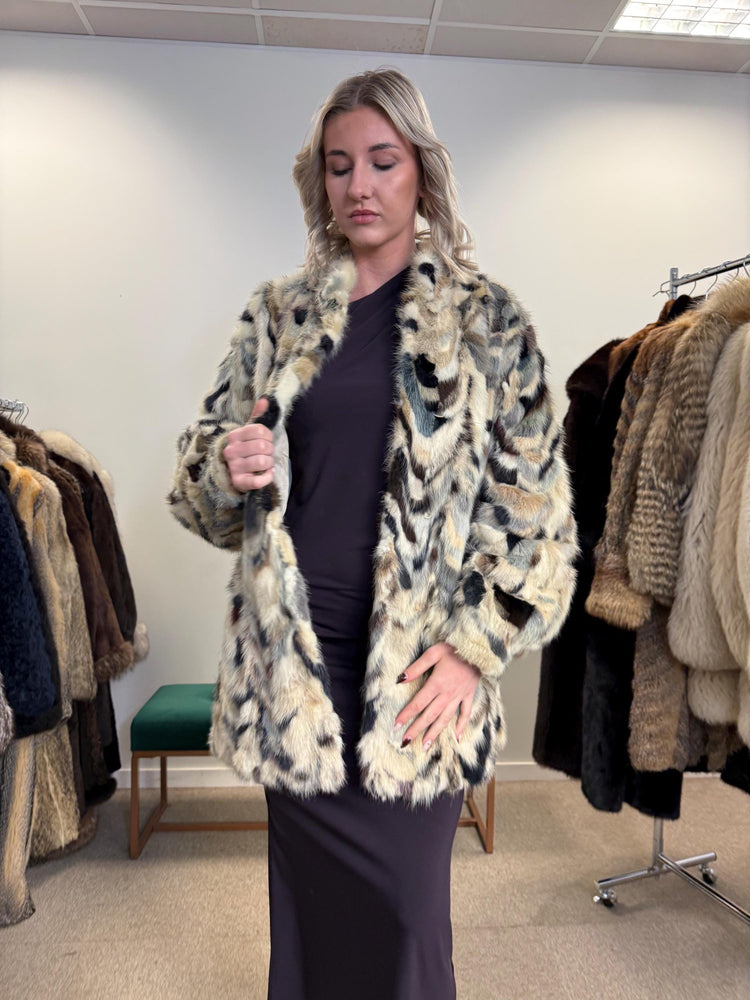 Mink Pieces Coat, Colorful Mink Coat, Medium Size, Women's Fur Coat, Real Mink Coat, Mink Coat, Dyed Mink Fur Coat, Vintage Fur Coat