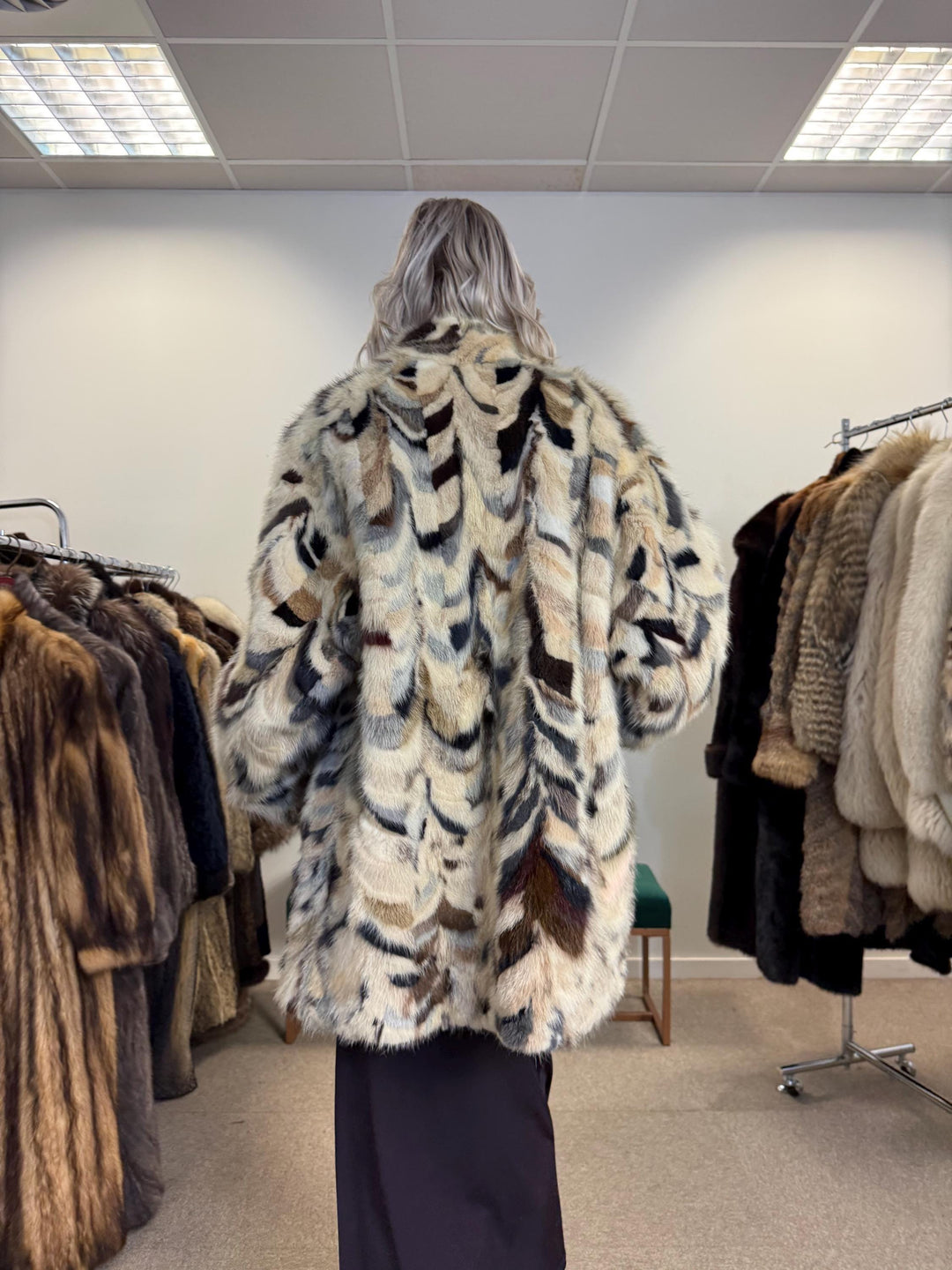 Mink Pieces Coat, Colorful Mink Coat, Medium Size, Women's Fur Coat, Real Mink Coat, Mink Coat, Dyed Mink Fur Coat, Vintage Fur Coat