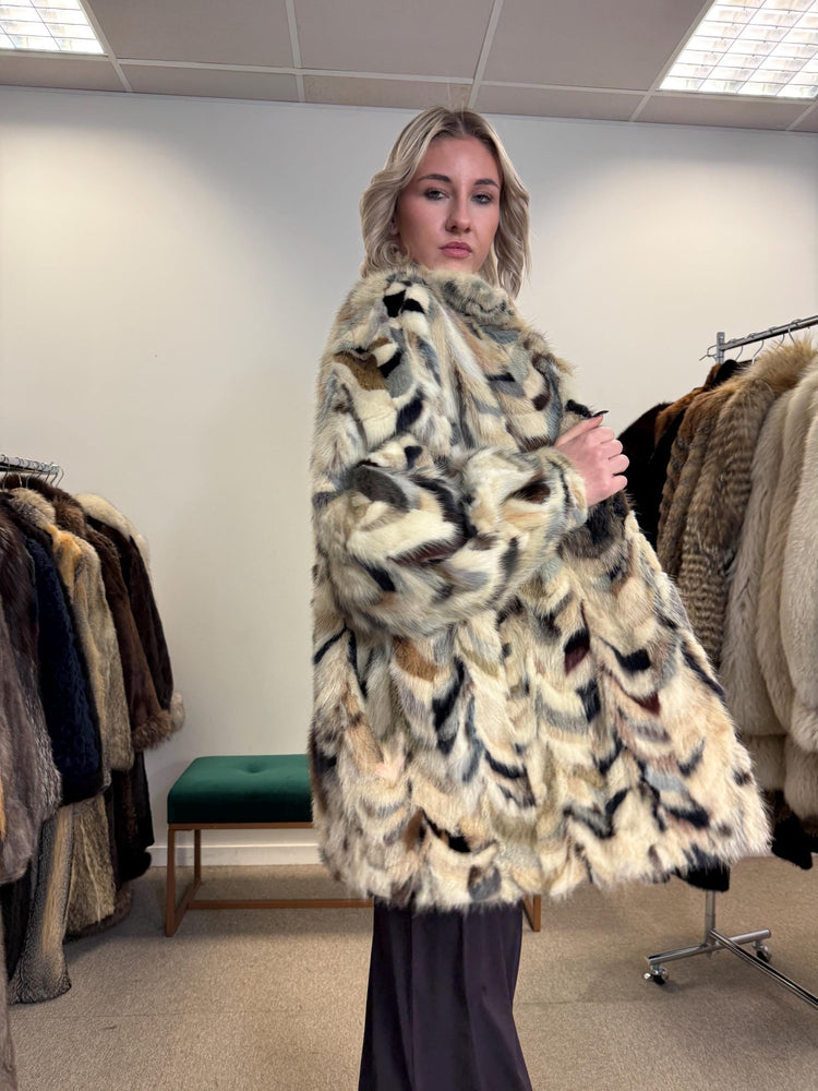 Mink Pieces Coat, Colorful Mink Coat, Medium Size, Women's Fur Coat, Real Mink Coat, Mink Coat, Dyed Mink Fur Coat, Vintage Fur Coat