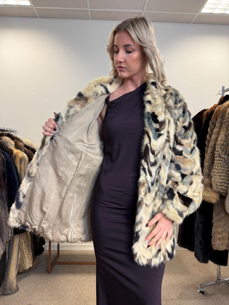 Mink Pieces Coat, Colorful Mink Coat, Medium Size, Women's Fur Coat, Real Mink Coat, Mink Coat, Dyed Mink Fur Coat, Vintage Fur Coat