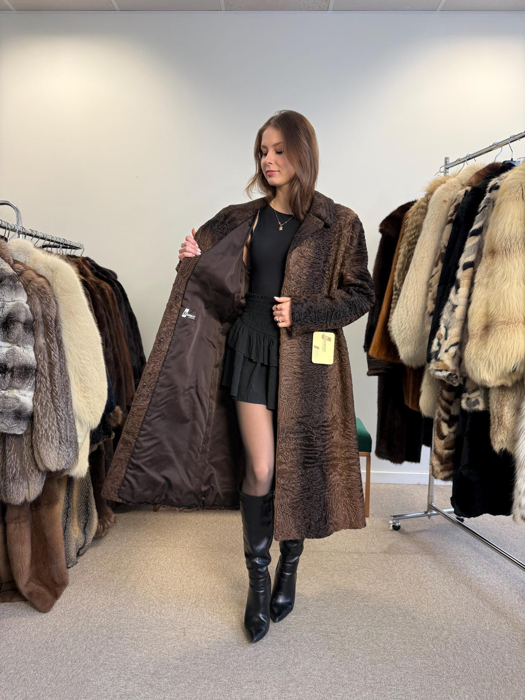 Brown Astrakhan Coat, Medium Size, Thick Fur Coat, Vintage Fur Coat, Real Fur Coat, Women's Fur Coat, Astrakhan Fur, Astrakhan Coat