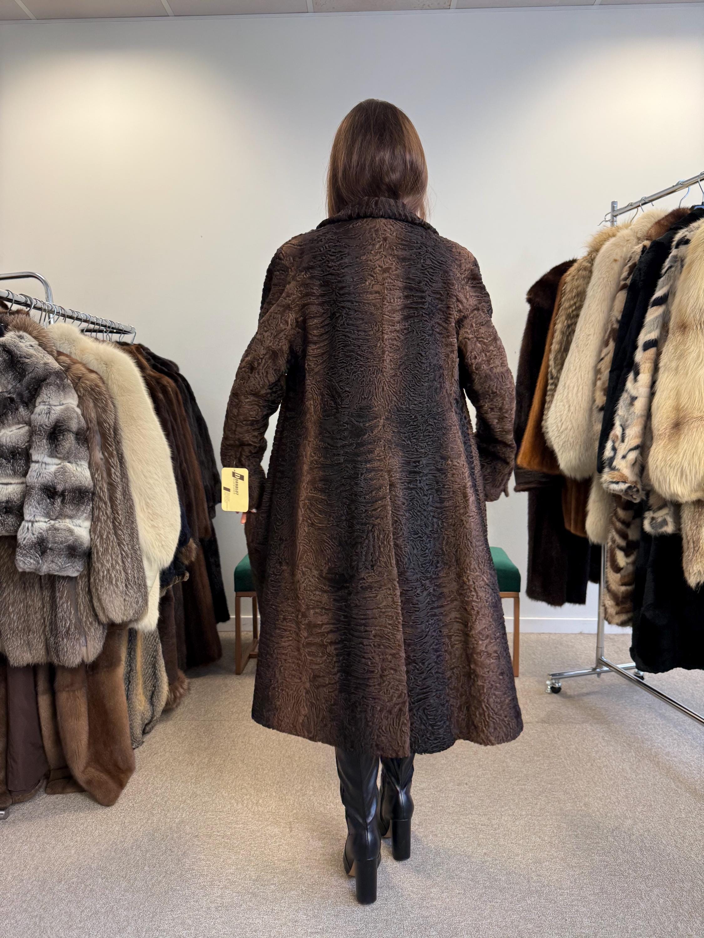 Brown Astrakhan Coat, Medium Size, Thick Fur Coat, Vintage Fur Coat, Real Fur Coat, Women's Fur Coat, Astrakhan Fur, Astrakhan Coat