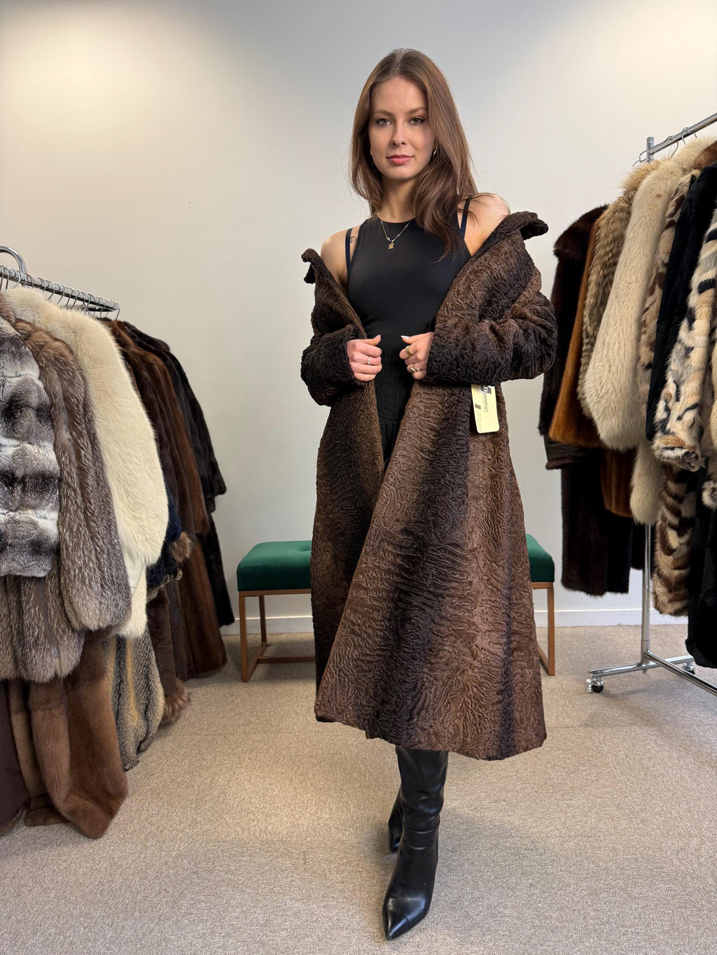 Brown Astrakhan Coat, Medium Size, Thick Fur Coat, Vintage Fur Coat, Real Fur Coat, Women's Fur Coat, Astrakhan Fur, Astrakhan Coat