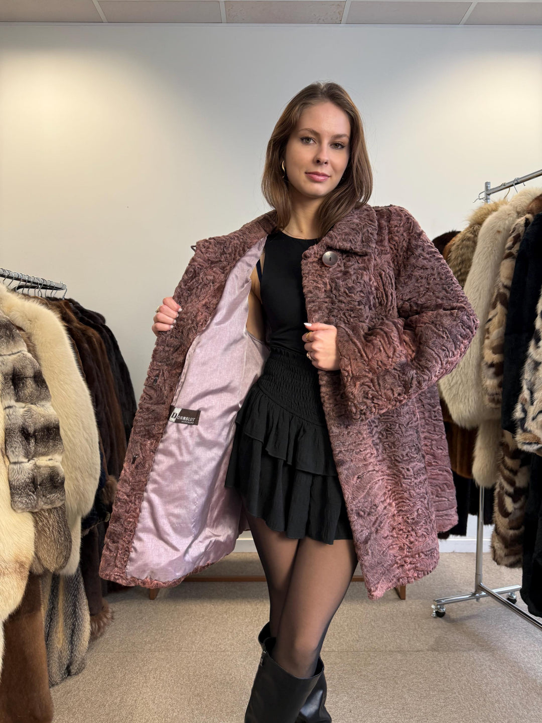 Brown Astrakhan Jacket, Thick Astrakhan Coat, XXL Size, Real Fur Jacket, Vintage Fur Coat, Brown Fur Coat, Women's Fur Coat, Fur Jacket