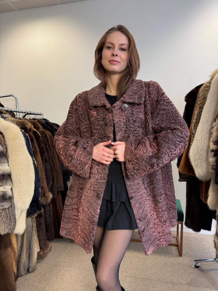Brown Astrakhan Jacket, Thick Astrakhan Coat, XXL Size, Real Fur Jacket, Vintage Fur Coat, Brown Fur Coat, Women's Fur Coat, Fur Jacket