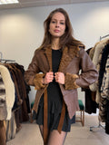 Astrakhan Leather Jacket, Double Sided Jacket, XS Size, Brown Leather Fur Jacket, Brown Astrakhan Jacket, Real Leather Fur Coat, Vintage