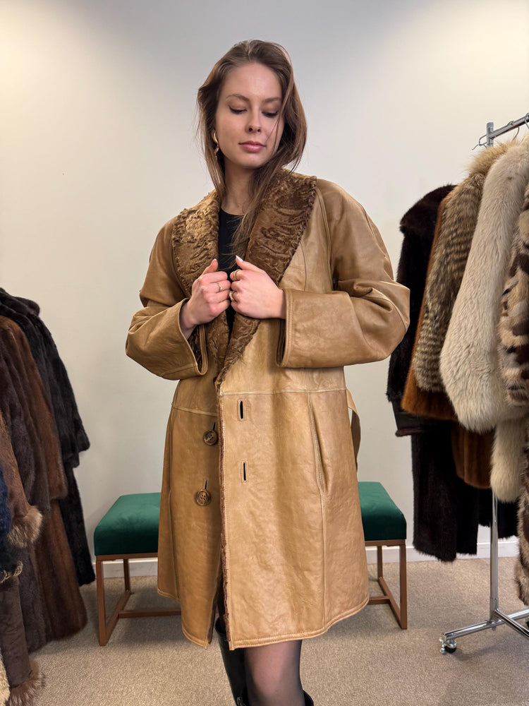 Astrakhan Leather Double Sided Coat, Medium Size, Brown Fur Coat, Real Fur Coat, Vintage Fur Coat, Astrakhan Leather Fur Coat, Fur Coat