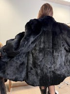 Black Rabbit Fur Coat, Medium Size, Rabbit Fur Coat, Vintage Fur Coat, Real Fur Coat, Real Rabbit Fur, Women's Fur Coat, Soft Fur Coat, Fur